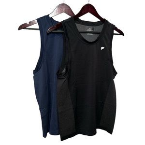 Duo of Performance: Fabletics XS Sleeveless Workout Tanks - Black and Blue Pair